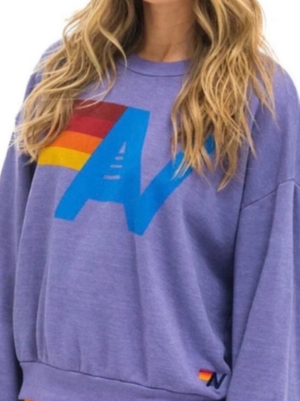 ****sold****Aviator Nation Logo Relaxed Pullover Crewneck Fading Lavender Purple